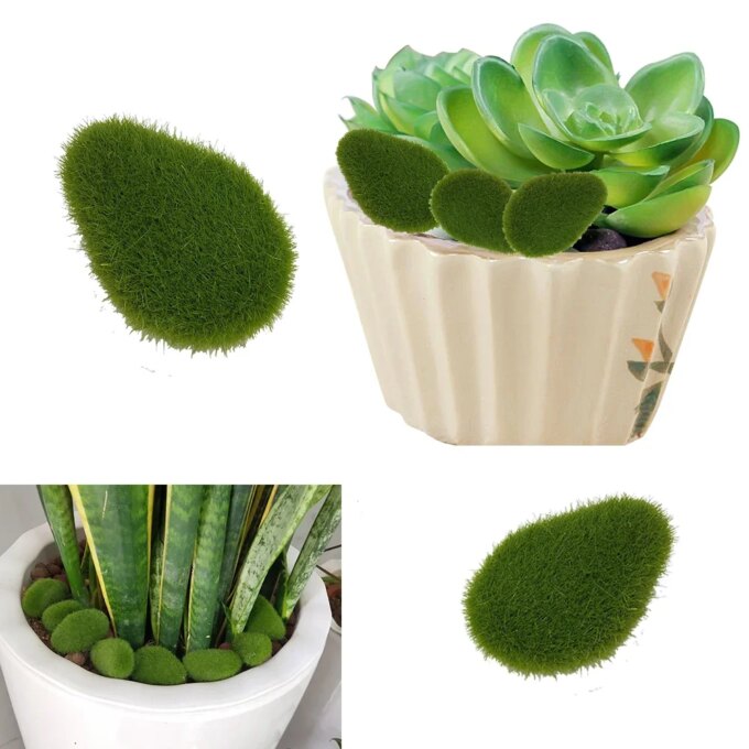 Green For Garden and Crafting Fake Stone Simulation Plant DIY Decoration Creative Crafts Artificial Moss Rocks 30pcs - Image 3