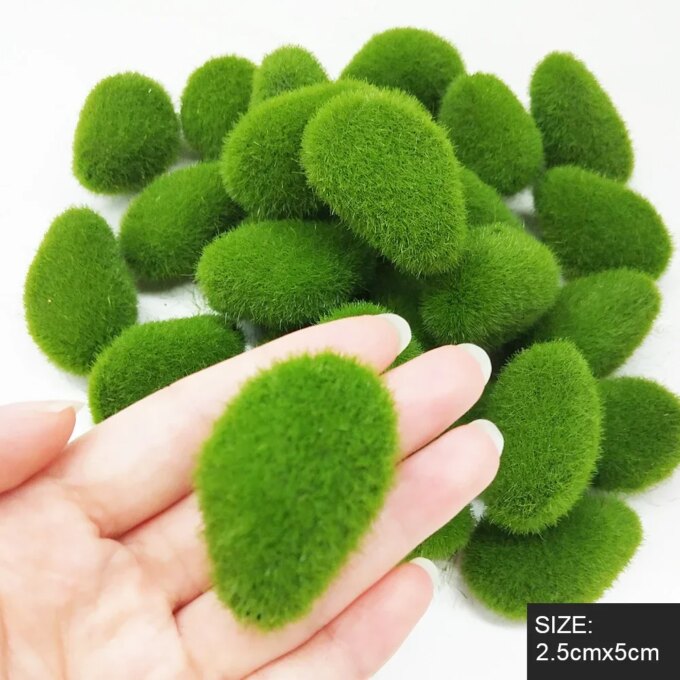 Green For Garden and Crafting Fake Stone Simulation Plant DIY Decoration Creative Crafts Artificial Moss Rocks 30pcs - Image 2