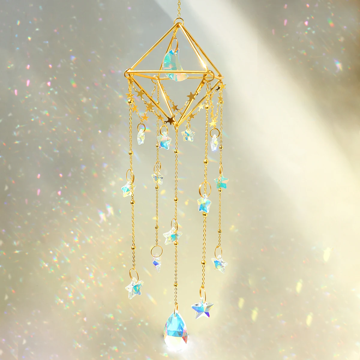 Hanging Sun Catcher Crystal Teardrop Chandelier Wind Chime Prism Suncatcher Rainbow Maker Light Catcher Window Garden Decoration Hanging Sun Catcher Crystal Teardrop Chandelier Wind Chime Prism Suncatcher Rainbow Maker Light Catcher Window Garden Decoration