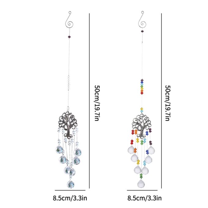 Colorful Crystal Sun Catchers Prisms Window Wind Chime Chain Hanging Pendant Decoration Tree Shape Home Garden Decor 풍령 - Image 6