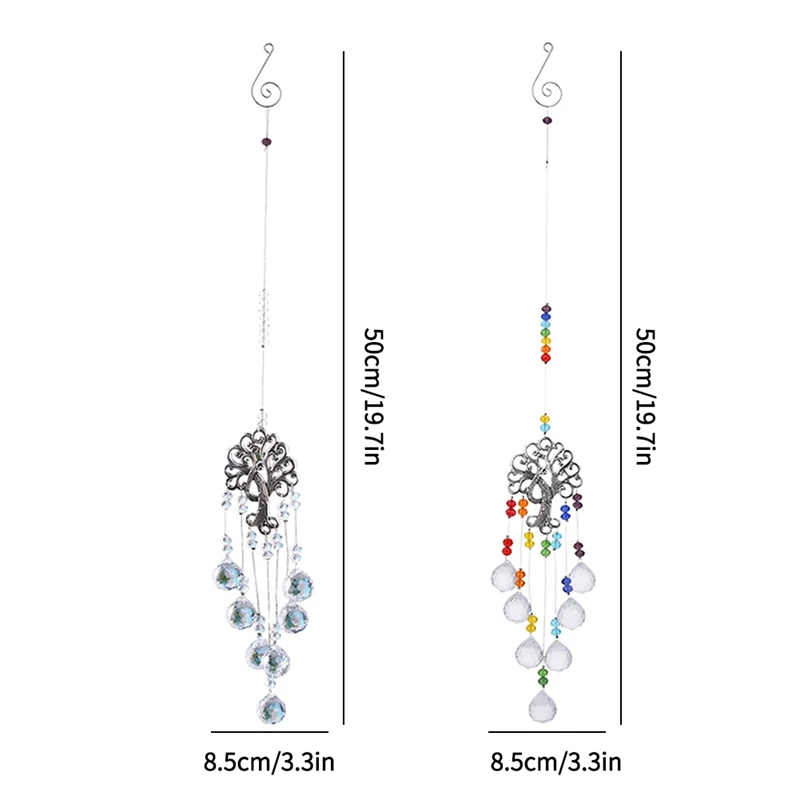 Colorful Crystal Sun Catchers Prisms Window Wind Chime Chain Hanging Pendant Decoration Tree Shape Home Garden Decor 풍령