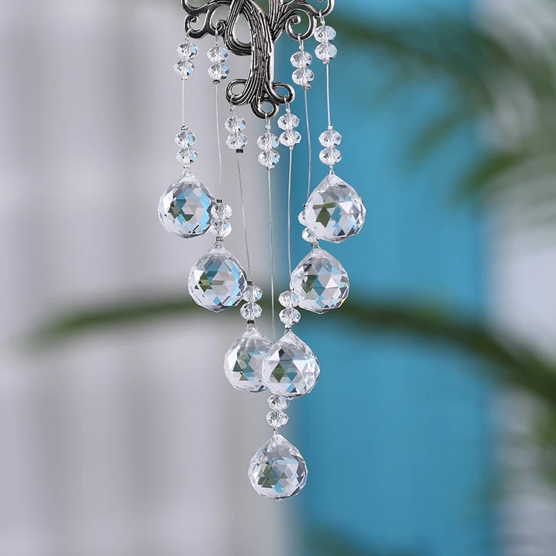 Colorful Crystal Sun Catchers Prisms Window Wind Chime Chain Hanging Pendant Decoration Tree Shape Home Garden Decor 풍령