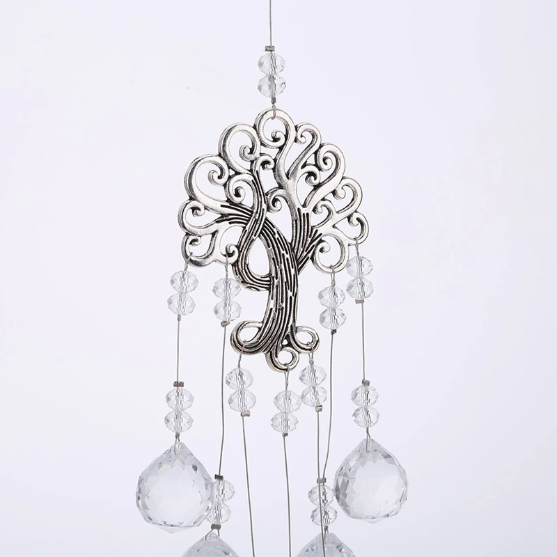 Colorful Crystal Sun Catchers Prisms Window Wind Chime Chain Hanging Pendant Decoration Tree Shape Home Garden Decor 풍령