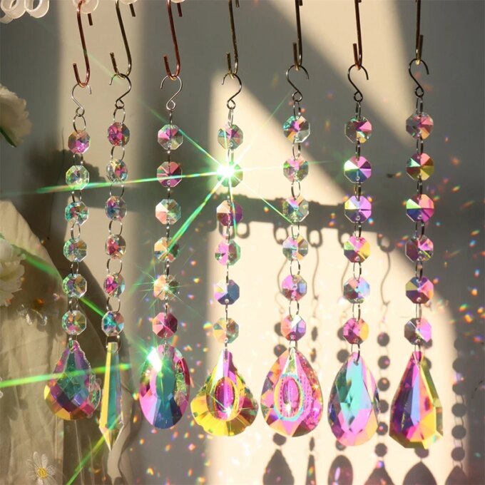 Crystal Wind Chimes Hanging Pendant Wind Music Wind Bell Rainbow Prism for Home Decoration Window Rainbow Rainbow Maker - Image 5