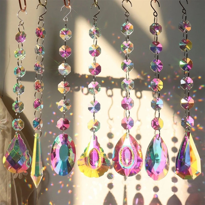 Crystal Wind Chimes Hanging Pendant Wind Music Wind Bell Rainbow Prism for Home Decoration Window Rainbow Rainbow Maker