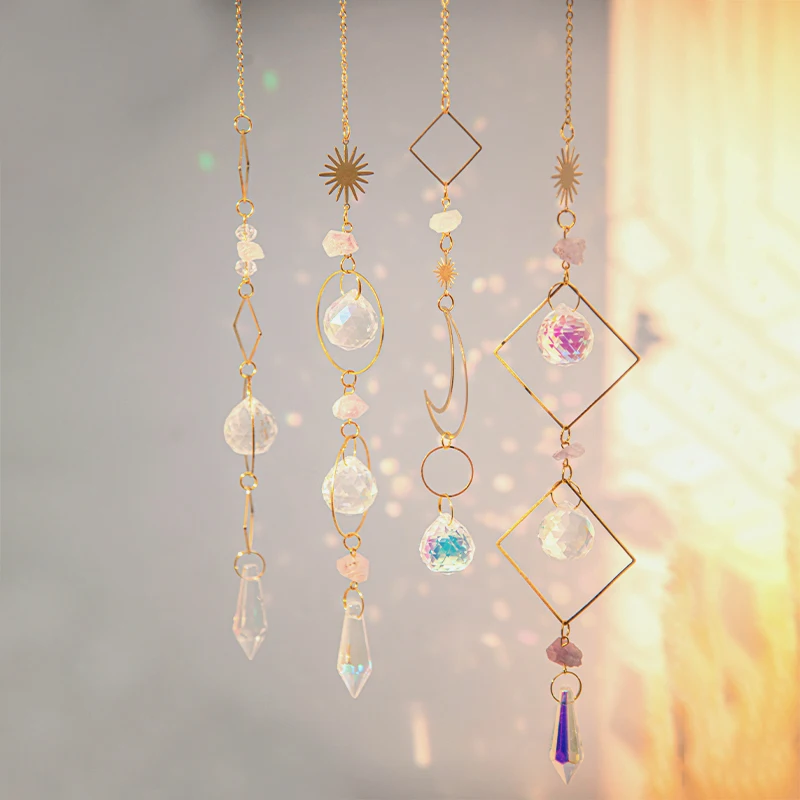 Crystal Wind Chimes Hanging Pendant Wind Music Wind Bell Rainbow Prism for Home Decoration Window Rainbow Rainbow Maker