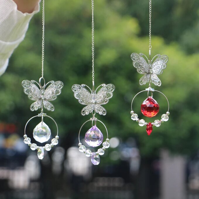 Crystal Ball Prism Suncatchers Rainbow Maker Butterfly Sun Catchers Hanging Pendant Yard Garden Decor - Image 2