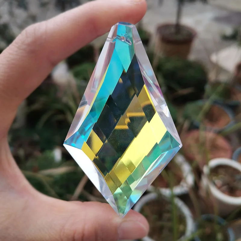 76mm Rainbow Maker Suncatcher Crystal Prisms Chandelier Parts Chakras Hanging Sun Catcher DIY Decor Craft Garden Decoration 76mm Rainbow Maker Suncatcher Crystal Prisms Chandelier Parts Chakras Hanging Sun Catcher DIY Decor Craft Garden Decoration