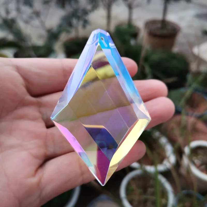 76mm Faceted Crystal Prism Lamp Chandelier Glass Rainbow Hanging Suncatcher DIY Pendant Home Wedding Window Decor Crafts