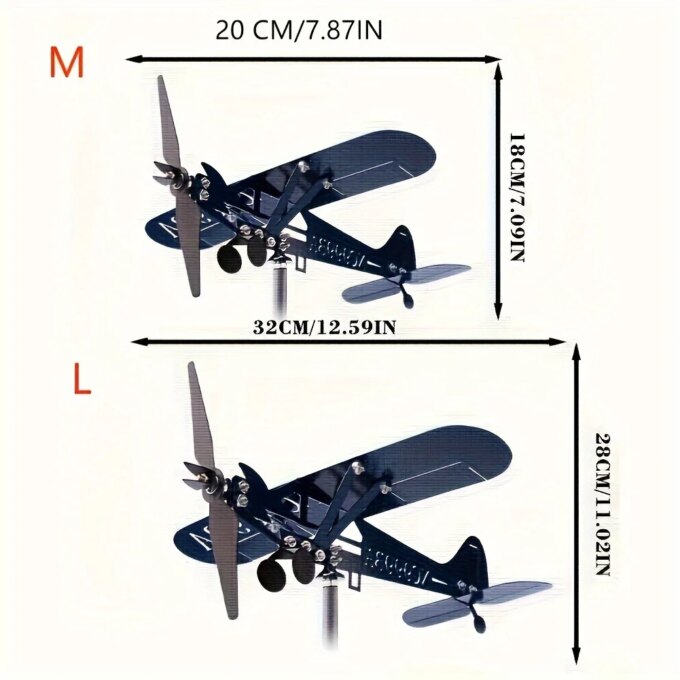Metal Airplane Weathervane 3D Piper J3 Cub Wind Spinner Windmill Garden Decor Home Outdoor Roof Plane Indicator Wind Direct P1C8 - Image 6