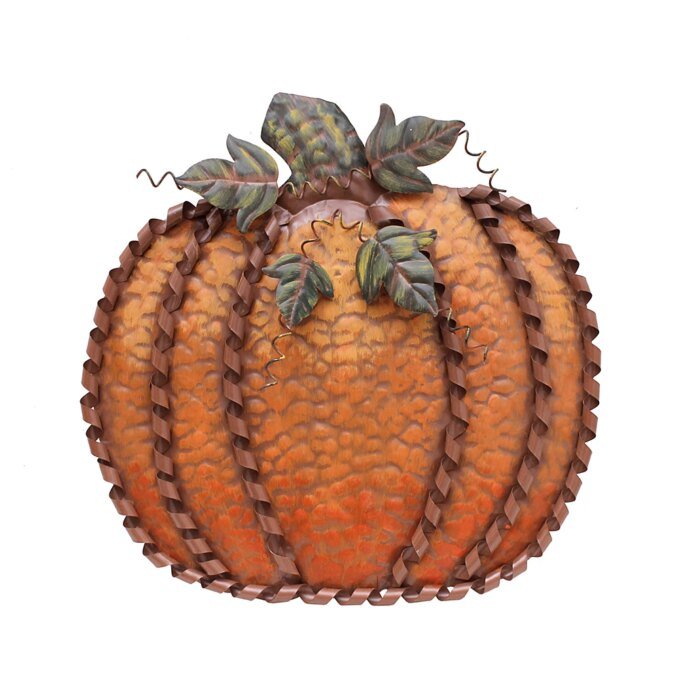 19" Height Metal Fall Pumpkin Decor Outdoor Standing Flat Pumpkin Decoration for Autumn Harvest Thanksgiving Halloween Decor