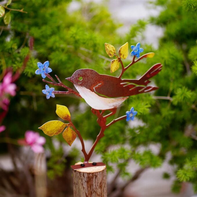 Y77A-Yard Sign Stake Metal Bird Decorative Garden Stakes,Lawn Outdoor Decorations for Front Backyard, Birthday Gift for Mom,D - Image 2