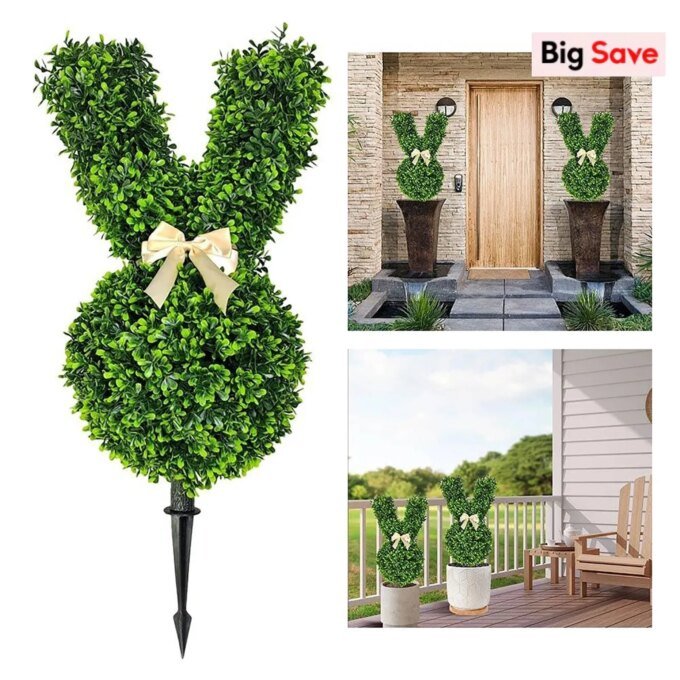 NEW Rabbit- Shape Plants, Artificial Green Plants, Suitable For Easter Porch Decoration Outdoor Indoor