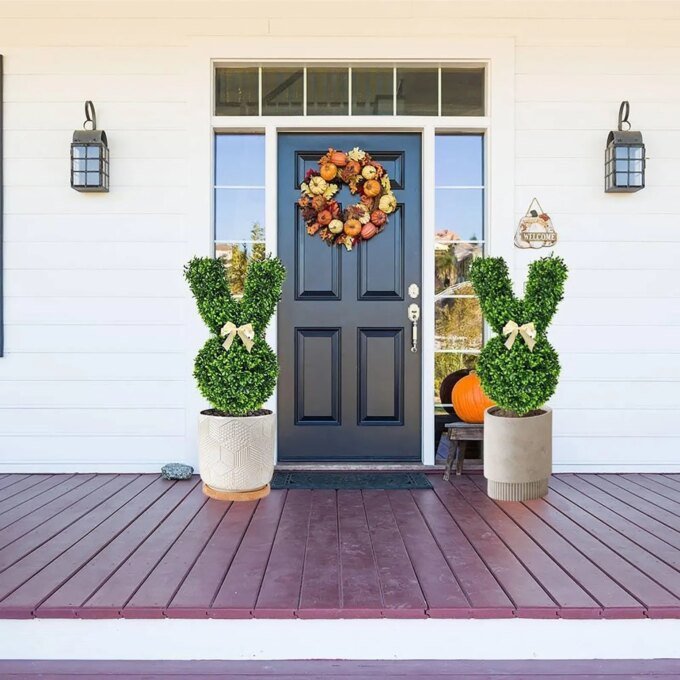 NEW Rabbit- Shape Plants, Artificial Green Plants, Suitable For Easter Porch Decoration Outdoor Indoor - Image 3