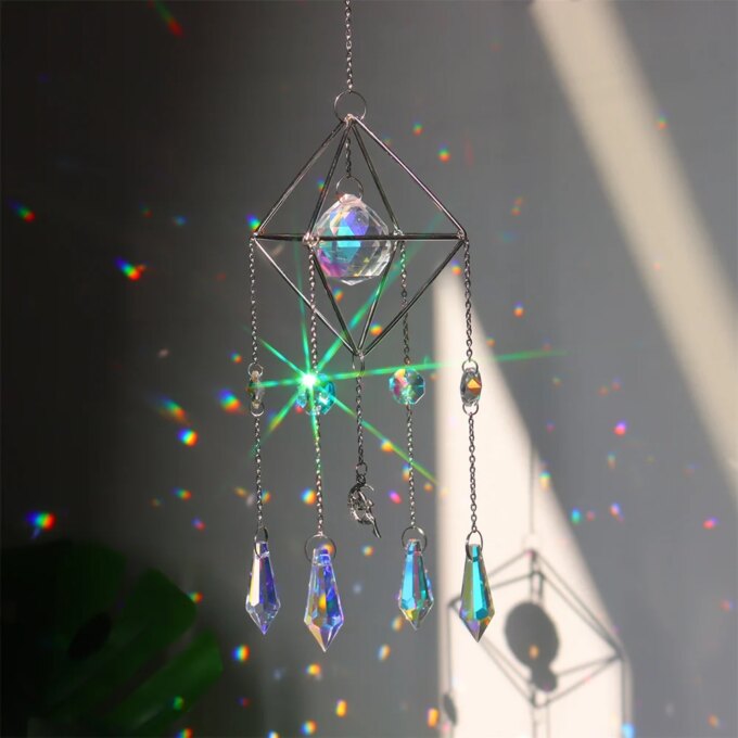 Crystal Sun Catcher Windchimes Metal Rainbow Prism Window Crystal Light Catcher Hanging Glass Prisms Garden Decoration Outdoor - Image 3