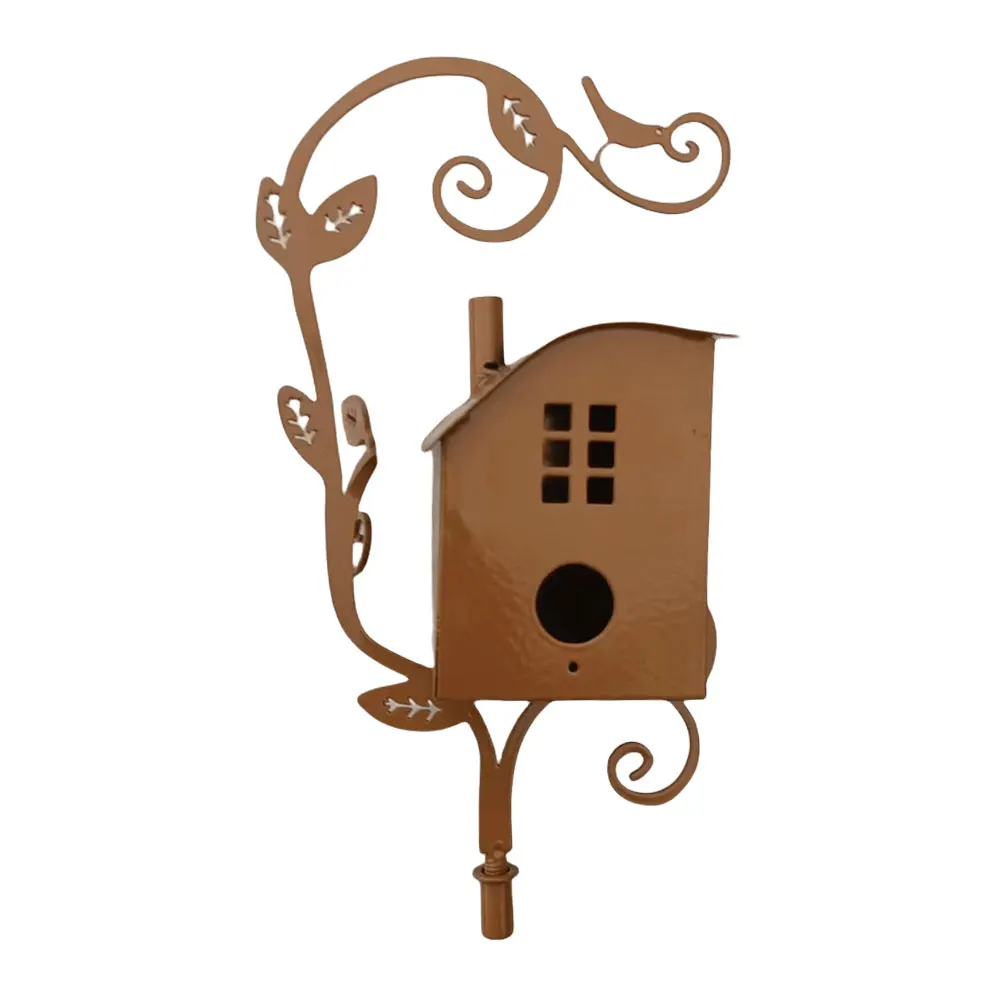 Birdhouse Garden Stakes Metal Bird House with Pole Bird Houses for Outside with Pole for Outdoor Garden Yard Decoration