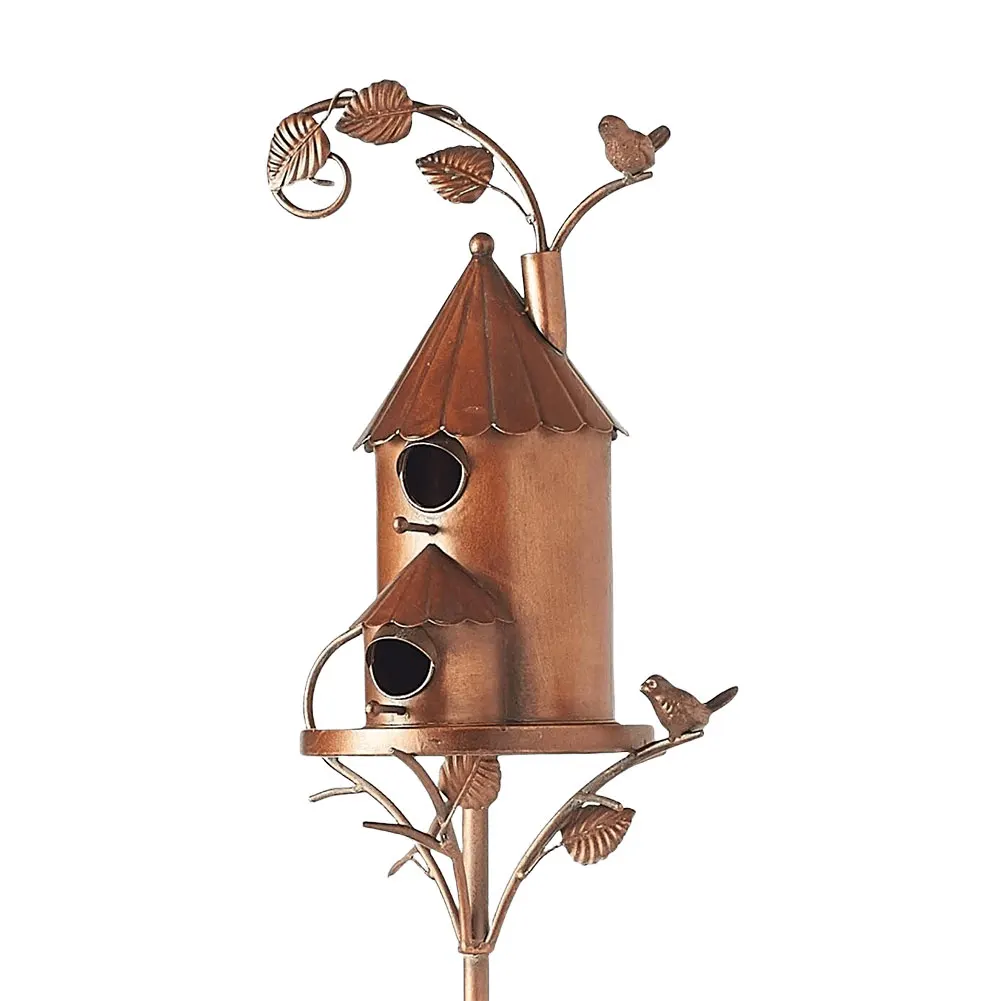 Birdhouse Garden Stakes Metal Bird House with Pole Bird Houses for Outside with Pole for Outdoor Garden Yard Decoration