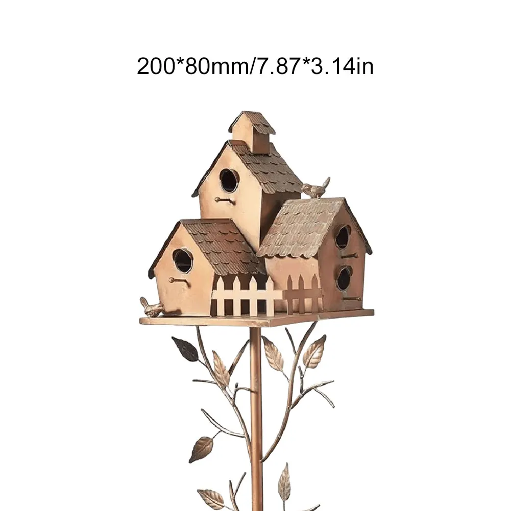 Birdhouse Garden Stakes Metal Bird House with Pole Bird Houses for Outside with Pole for Outdoor Garden Yard Decoration