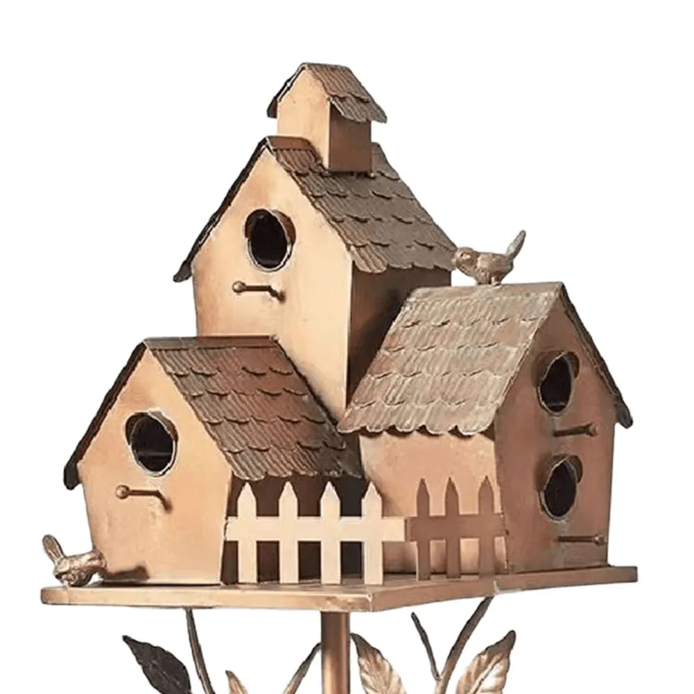 Birdhouse Garden Stakes Metal Bird House with Pole Bird Houses for Outside with Pole for Outdoor Garden Yard Decoration