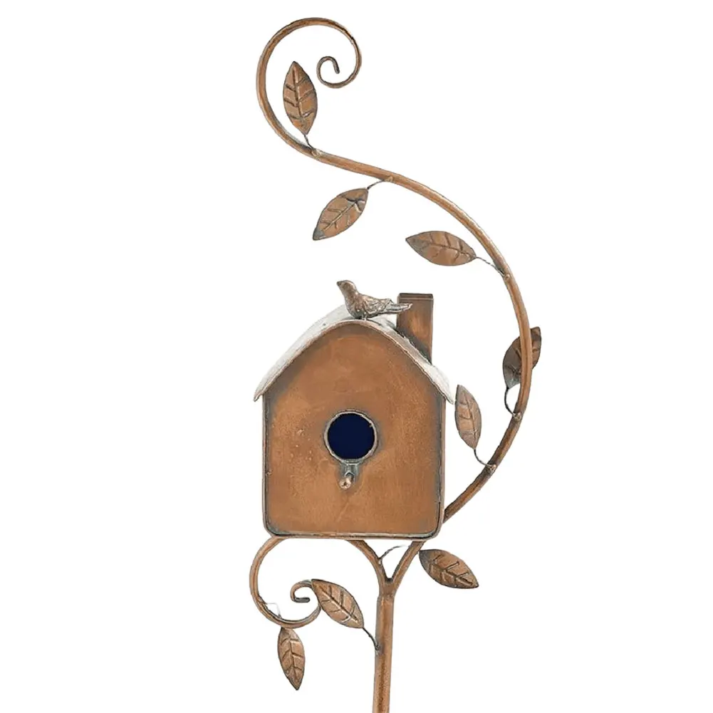 Birdhouse Garden Stakes Metal Bird House with Pole Bird Houses for Outside with Pole for Outdoor Garden Yard Decoration
