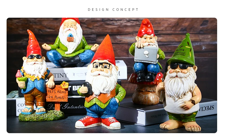 Cute Resin Garden Gnome Statue Zen Naughty Funny Dwarfs Store Lawn Ornaments For Home Office Desk Indoor Outdoor Decor Ornament