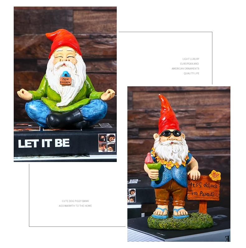 Cute Resin Garden Gnome Statue Zen Naughty Funny Dwarfs Store Lawn Ornaments For Home Office Desk Indoor Outdoor Decor Ornament
