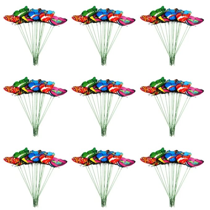N84R-100PCS PVC Butterfly Outdoor Yard Crafts Outdoor Decor Butterflies For Office And Garden 25Cm