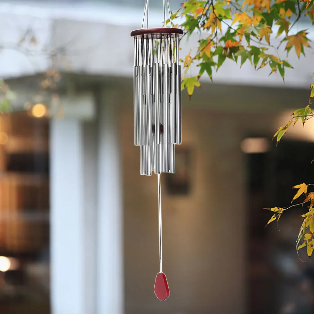 Outdoor Pendant Aluminum 27 Tubes Silver Tube Wind Chime Anti-rust Outdoor Decoration Wind Bell Fashion Pendants for Garden Yard