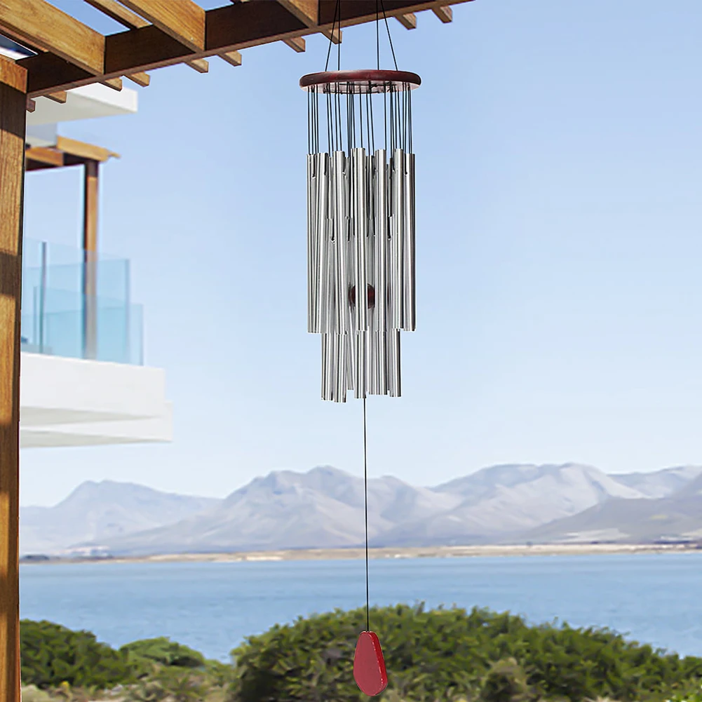 Outdoor Pendant Aluminum 27 Tubes Silver Tube Wind Chime Anti-rust Outdoor Decoration Wind Bell Fashion Pendants for Garden Yard