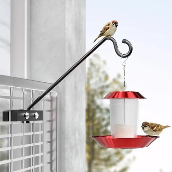 Bird Feeder Pole For Deck Fence Planter Hook Decor Space Saving Bird Feeder Hanger For Outdoors Deck Fence Balcony Yard Porch - Image 4