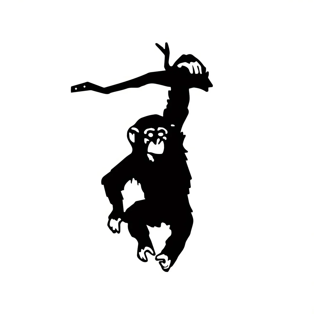 HelloYoung Monkey Hanging On The Branch Garden Stake, Yard Art Decor, Silhouette Metal Wall Art Home Garden Patio Outdoor Statue