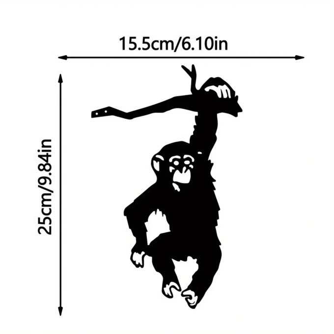 HelloYoung Monkey Hanging On The Branch Garden Stake, Yard Art Decor, Silhouette Metal Wall Art Home Garden Patio Outdoor Statue - Image 2