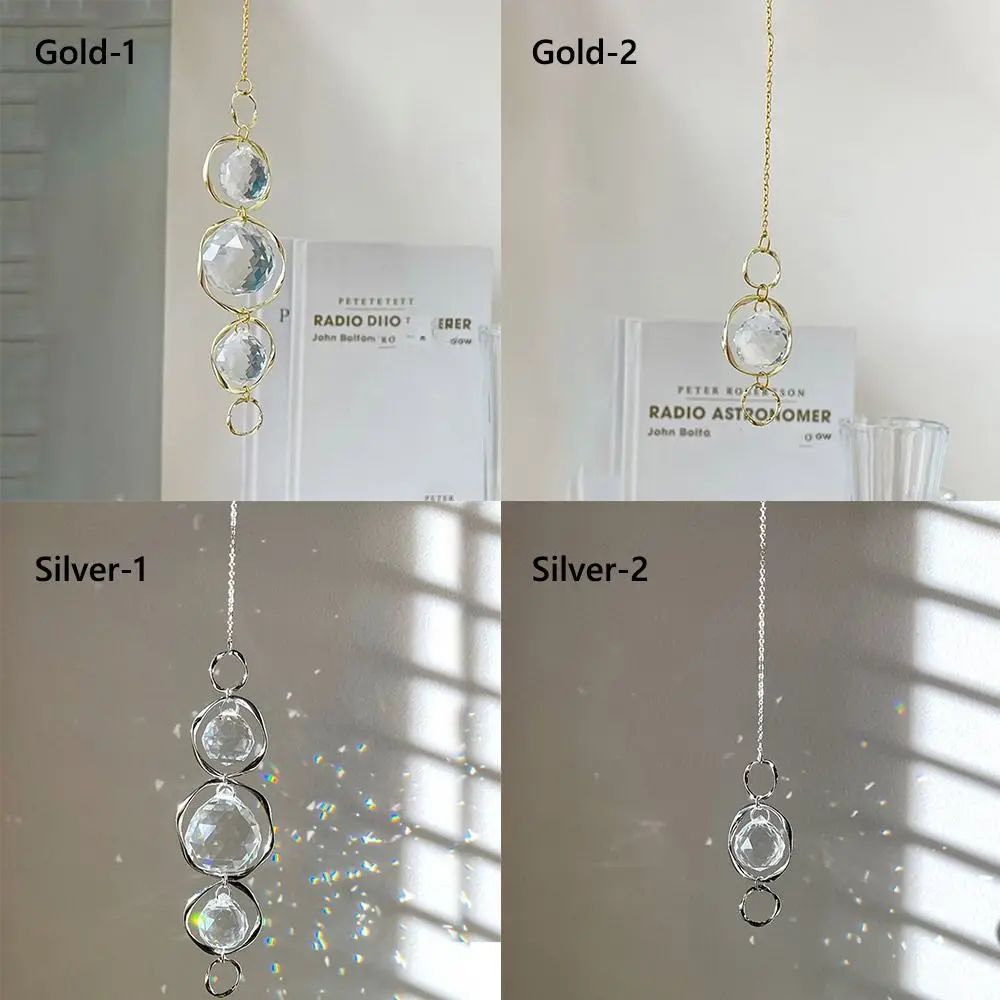 Crystal Glass Sun Catcher Gold Silver Accessories Rainbow Prisms Pendant Hanging Decoration Curtains Embellishment Wind Chime Crystal Glass Sun Catcher Gold Silver Accessories Rainbow Prisms Pendant Hanging Decoration Curtains Embellishment Wind Chime