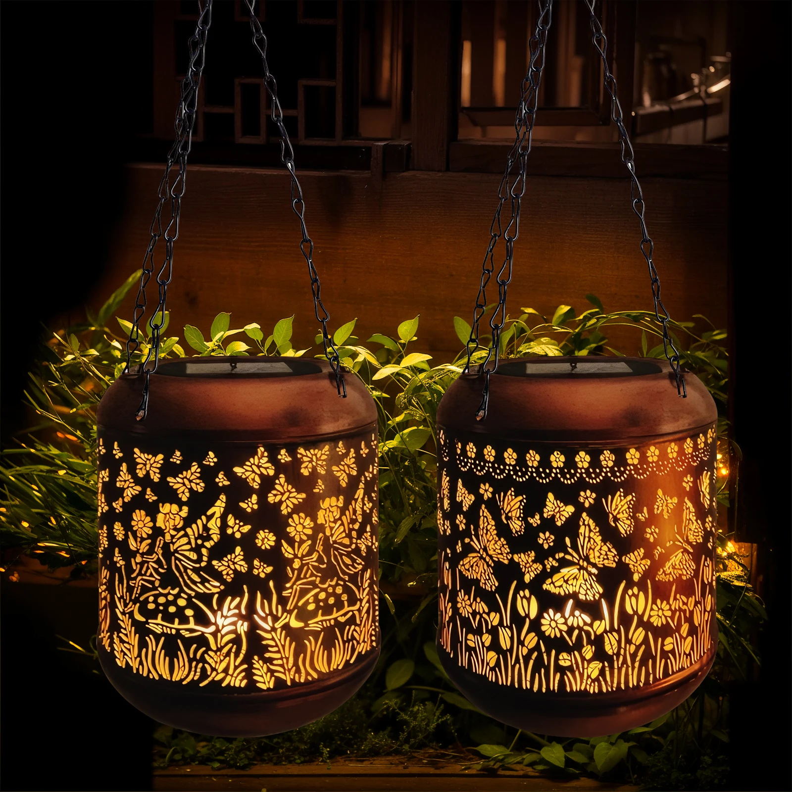 LED Outdoor Hanging Light Solar Powered Hollow Iron Decor Light Landscape Decorative Lamp for Patio Yard Lawn Backyard Decor LED Outdoor Hanging Light Solar Powered Hollow Iron Decor Light Landscape Decorative Lamp for Patio Yard Lawn Backyard Decor