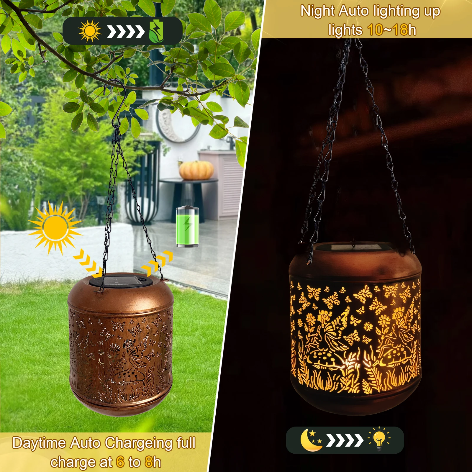 LED Outdoor Hanging Light Solar Powered Hollow Iron Decor Light Landscape Decorative Lamp for Patio Yard Lawn Backyard Decor LED Outdoor Hanging Light Solar Powered Hollow Iron Decor Light Landscape Decorative Lamp for Patio Yard Lawn Backyard Decor