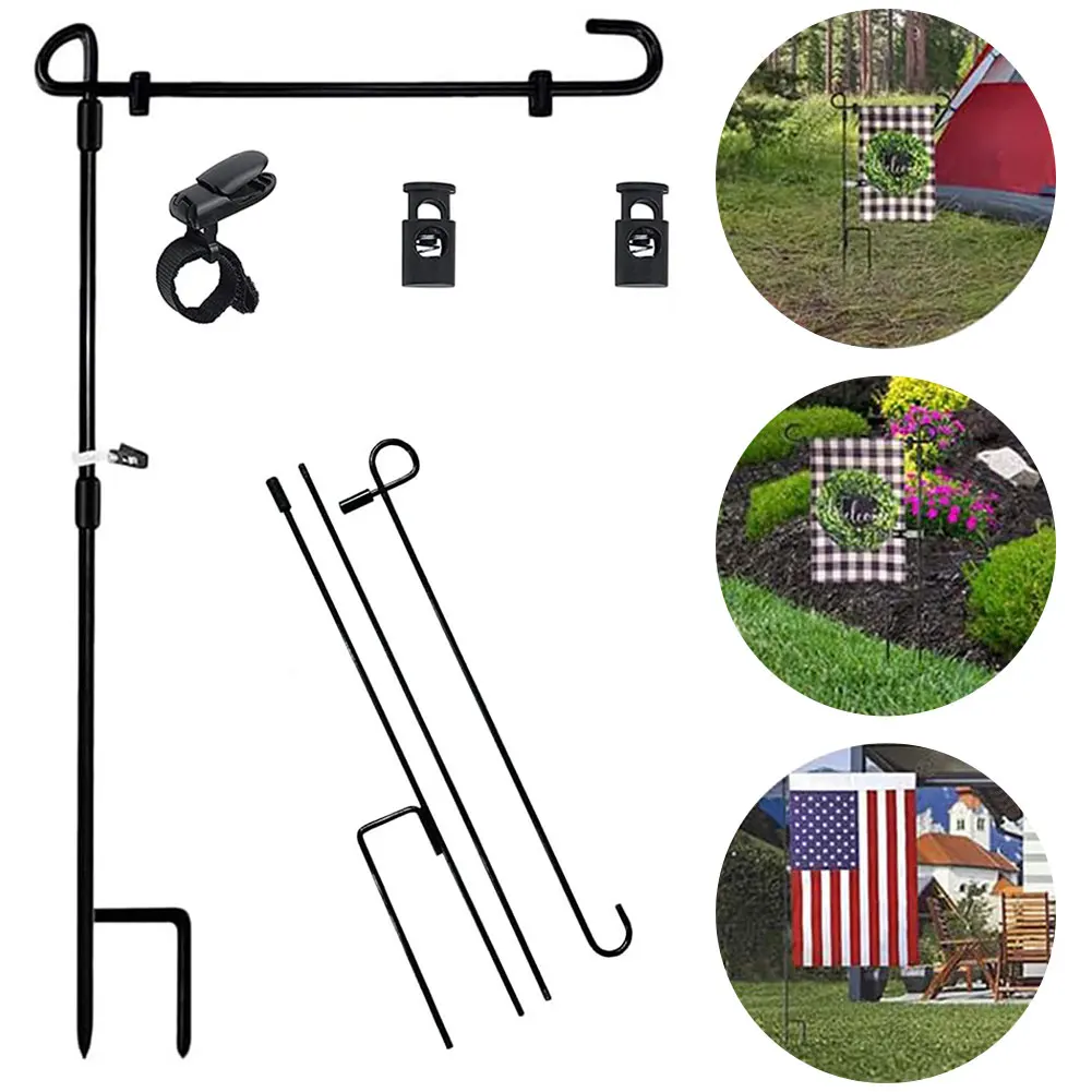 Garden Flag Stand Garden Flag Holder Stand with Clip and Stopper Yard Flag Holder Garden Flag Pole for Garden Decor