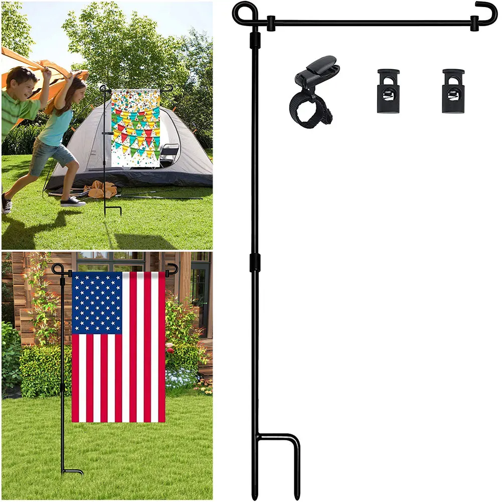 Garden Flag Stand Garden Flag Holder Stand with Clip and Stopper Yard Flag Holder Garden Flag Pole for Garden Decor