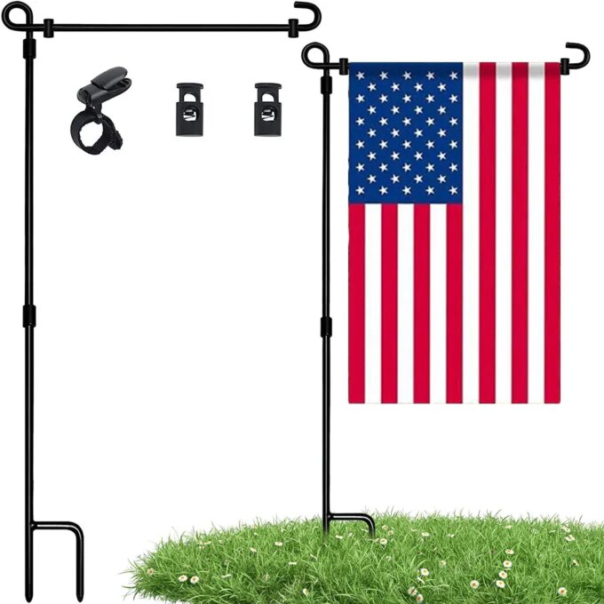 Garden Flag Stand Garden Flag Holder Stand with Clip and Stopper Yard Flag Holder Garden Flag Pole for Garden Decor - Image 3
