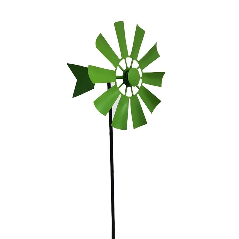 Wrought Iron Rotating Windmill Metal Wind Spinner Landscape Ornament for Outdoor Courtyard Yard Lawn Pinwheel Decor Supplies