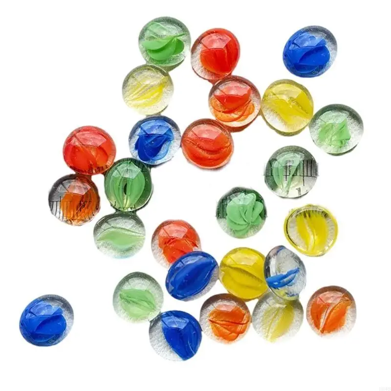 H8WB 1KG Small Glass Bead Flat Back Marble Beads Set for Home Garden Decoration and Vase Craft Project Supply