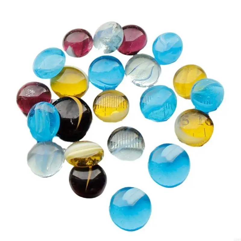 H8WB 1KG Small Glass Bead Flat Back Marble Beads Set for Home Garden Decoration and Vase Craft Project Supply