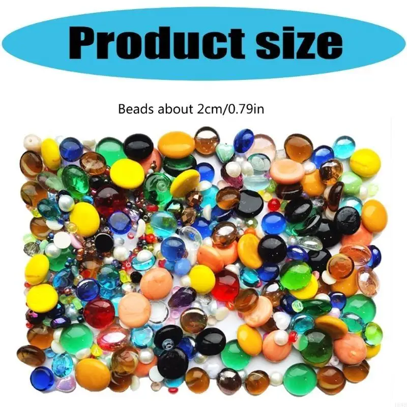 H8WB 1KG Small Glass Bead Flat Back Marble Beads Set for Home Garden Decoration and Vase Craft Project Supply