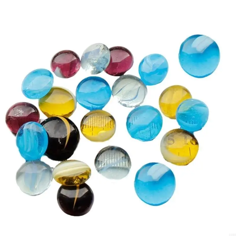 H8WB 1KG Small Glass Bead Flat Back Marble Beads Set for Home Garden Decoration and Vase Craft Project Supply