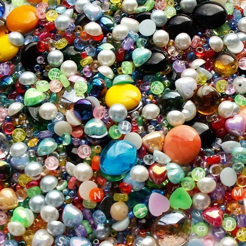 H8WB 1KG Small Glass Bead Flat Back Marble Beads Set for Home Garden Decoration and Vase Craft Project Supply