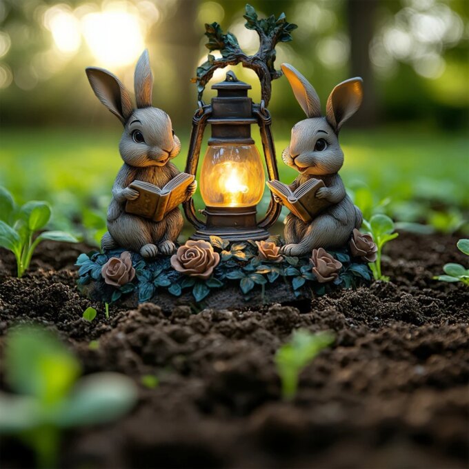 Easter Rabbit Garden Sign Waterproof 2D Acrylic Outdoor Sign Multi-Function Courtyard Statue Ornaments Garden Decoration