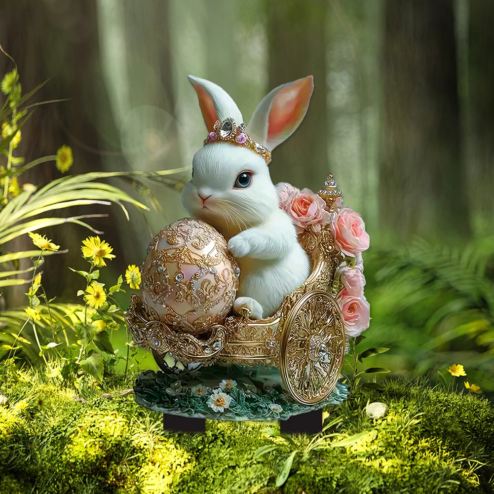 Easter Rabbit Garden Sign Waterproof 2D Acrylic Outdoor Sign Multi-Function Courtyard Statue Ornaments Garden Decoration