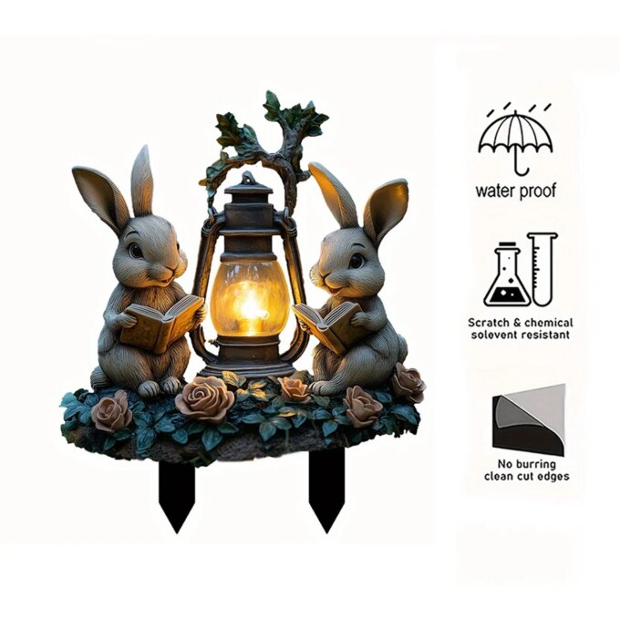 Easter Rabbit Garden Sign Waterproof 2D Acrylic Outdoor Sign Multi-Function Courtyard Statue Ornaments Garden Decoration - Image 4