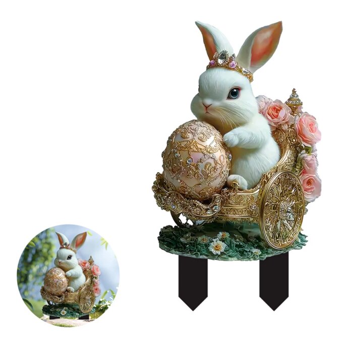 Easter Rabbit Garden Sign Waterproof 2D Acrylic Outdoor Sign Multi-Function Courtyard Statue Ornaments Garden Decoration - Image 6