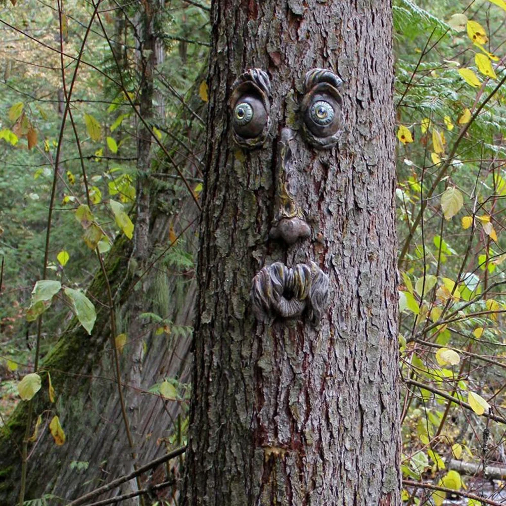Peeker Yard Art Outdoor Tree Funny Old Man Face Sculpture Whimsical Tree Face Garden Decoration