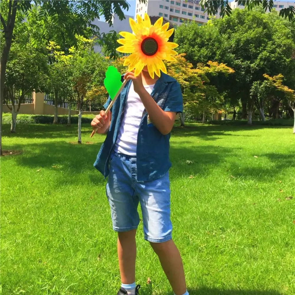 Colorful Sunflower Windmill Wind Turbine Wooden Pole Plug-in Windmill Camping Picnic Lawn Party Decoration Colorful Sunflower Windmill Wind Turbine Wooden Pole Plug-in Windmill Camping Picnic Lawn Party Decoration
